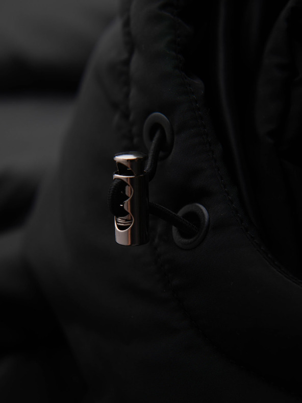 Ombre Clothing Мъжко прошивано яке с висок яка и качулка - черно V1 OM-JALJ-0266 Ombre Clothing