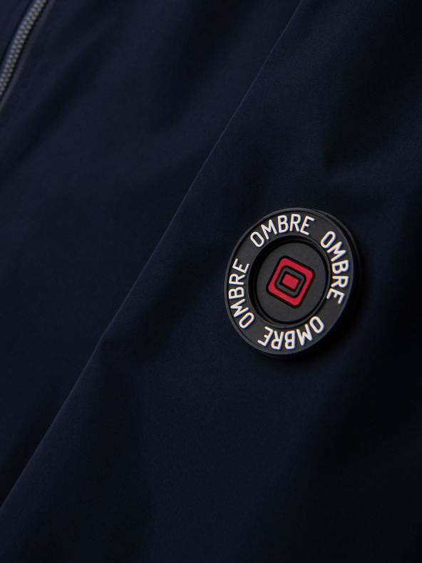 Ombre Clothing Мъжко яке с качулка и висок яка - тъмносиньо V2 OM-JANP-0222 Ombre Clothing