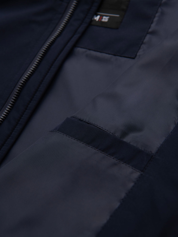 Ombre Clothing Мъжко яке с качулка и висок яка - тъмносиньо V2 OM-JANP-0222 Ombre Clothing