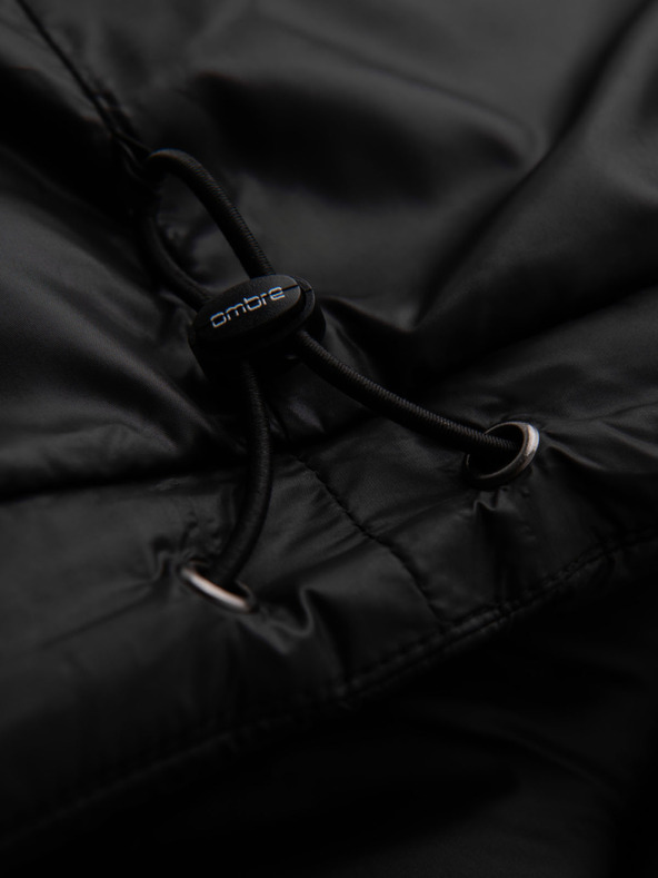 Ombre Clothing Мъжко прошивано яке с качулка - черно V1 OM-JAHP-0235 Ombre Clothing