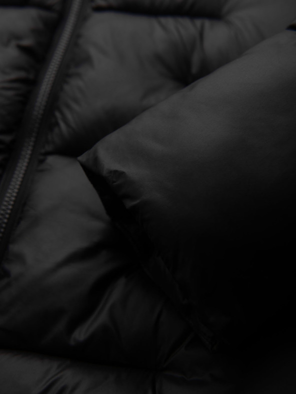 Ombre Clothing Мъжко прошивано яке с качулка - черно V1 OM-JAHP-0235 Ombre Clothing