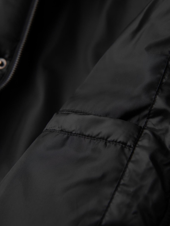 Ombre Clothing Мъжко яке с качулка и геометричен ромбовиден прошив - черно V1 OM-JAHP-0237 Ombre Clothing