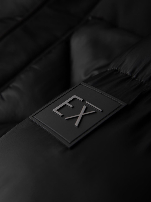 Ombre Clothing Мъжко яке с качулка и геометричен ромбовиден прошив - черно V1 OM-JAHP-0237 Ombre Clothing