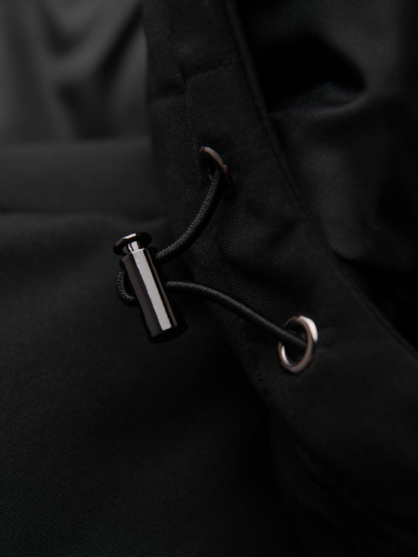 Ombre Clothing Мъжко яке с качулка и геометричен ромбовиден прошив - черно V1 OM-JAHP-0237 Ombre Clothing