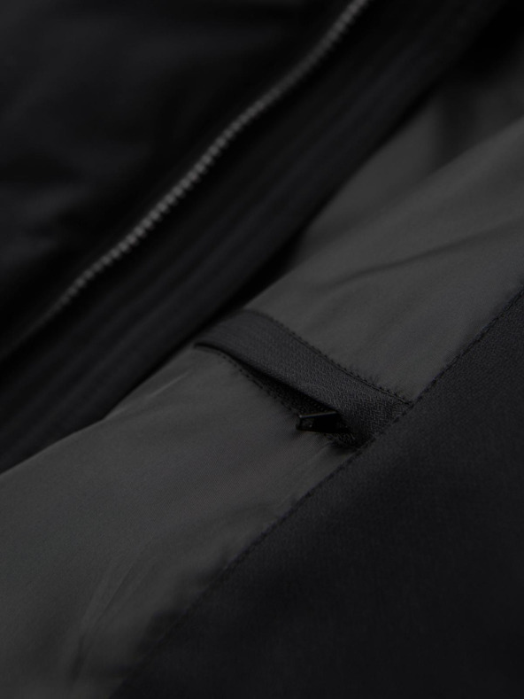 Ombre Clothing Мъжко дълго прошивано яке с качулка - черно V1 OM-JALJ-0264 Ombre Clothing