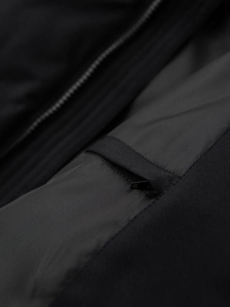 Ombre Clothing Мъжко дълго прошивано яке с качулка - черно V1 OM-JALJ-0264 Ombre Clothing