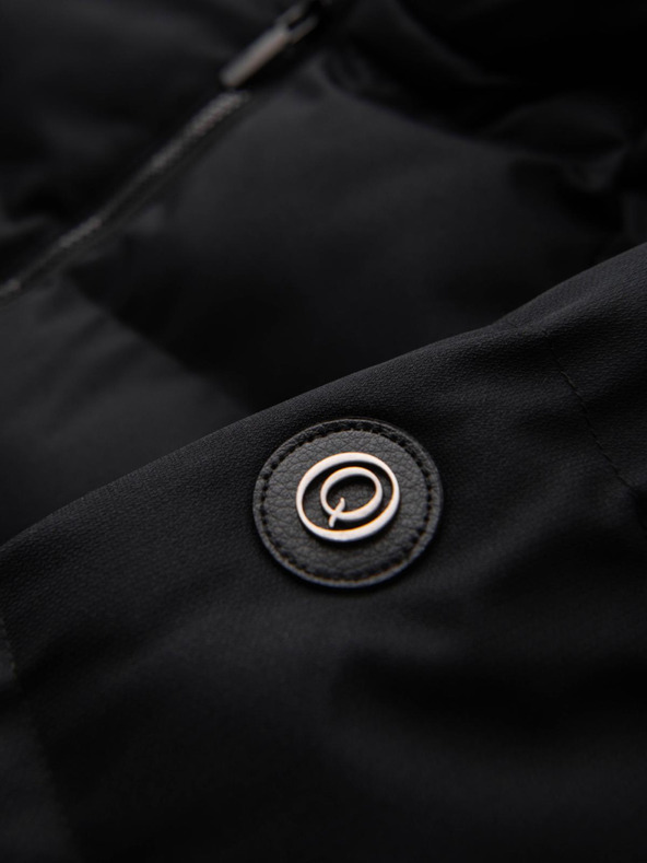 Ombre Clothing Мъжко дълго прошивано яке с качулка - черно V1 OM-JALJ-0264 Ombre Clothing