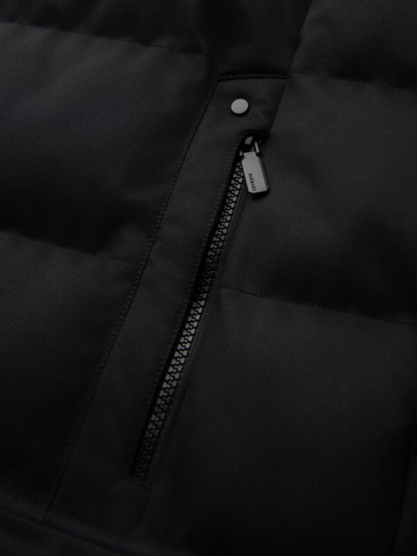 Ombre Clothing Мъжко дълго прошивано яке с качулка - черно V1 OM-JALJ-0264 Ombre Clothing