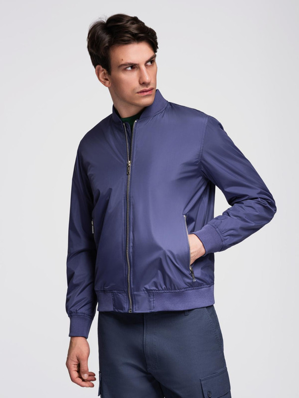 Ombre Clothing Мъжко лекo жебрирано бомбер - тъмно синьо V4 C644 Ombre Clothing