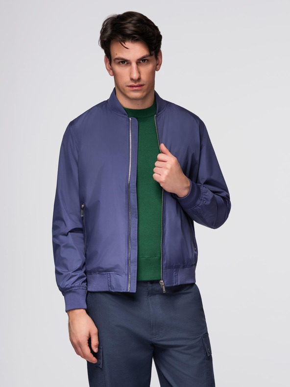 Ombre Clothing Мъжко лекo жебрирано бомбер - тъмно синьо V4 C644 Ombre Clothing