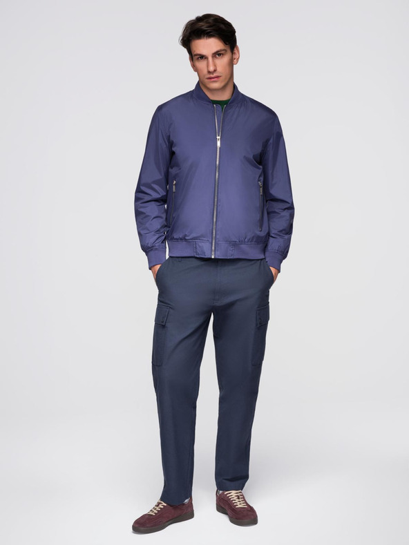 Ombre Clothing Мъжко лекo жебрирано бомбер - тъмно синьо V4 C644 Ombre Clothing