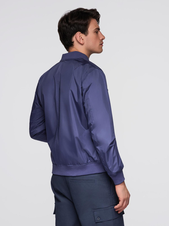 Ombre Clothing Мъжко лекo жебрирано бомбер - тъмно синьо V4 C644 Ombre Clothing