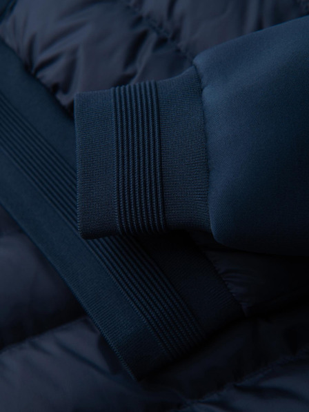 Ombre Clothing Прошивано яке бомбер с качулка и плетени ръкави - тъмно синьо V2 OM-JALP-0298 Ombre Clothing