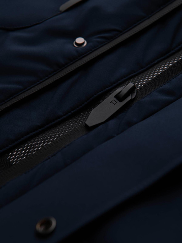 Ombre Clothing Мъжко зимно яке със съемна качулка от водоустойчива тканина - тъмно синьо V1 OM-JAHP-0306 Ombre Clothing