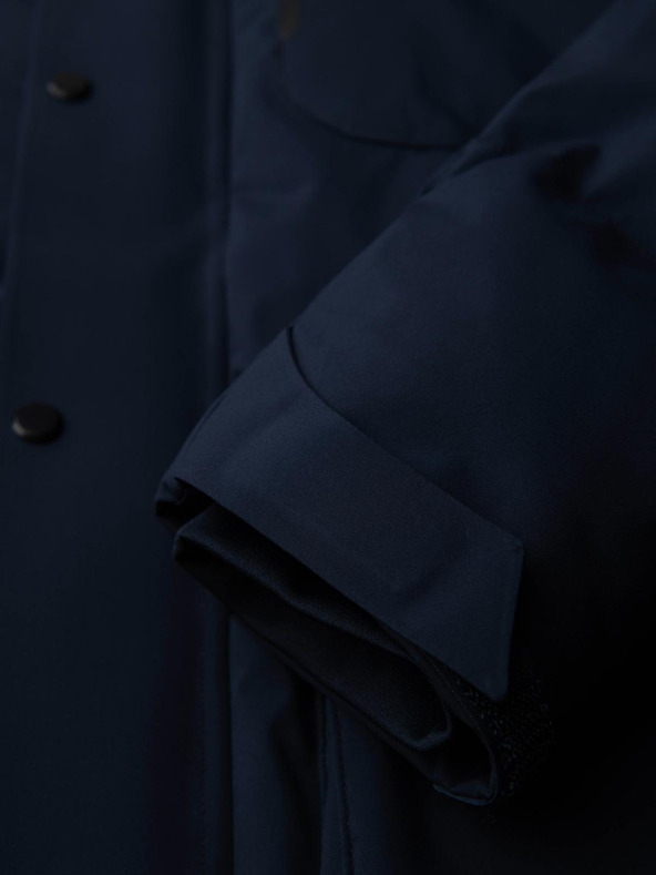 Ombre Clothing Мъжко зимно яке със съемна качулка от водоустойчива тканина - тъмно синьо V1 OM-JAHP-0306 Ombre Clothing