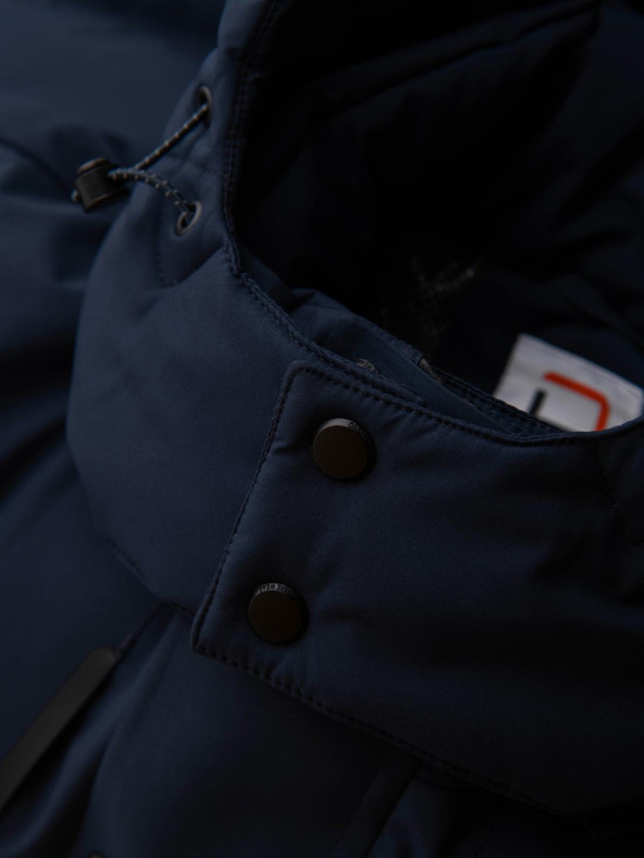 Ombre Clothing Мъжко зимно яке със съемна качулка от водоустойчива тканина - тъмно синьо V1 OM-JAHP-0306 Ombre Clothing