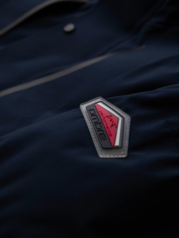 Ombre Clothing Мъжко зимно яке със съемна качулка от водоустойчива тканина - тъмно синьо V1 OM-JAHP-0306 Ombre Clothing