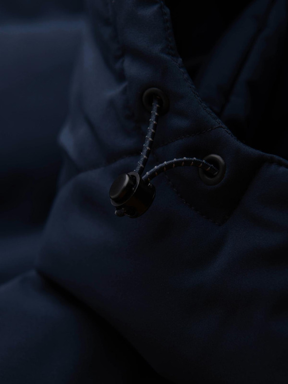 Ombre Clothing Мъжко зимно яке със съемна качулка от водоустойчива тканина - тъмно синьо V1 OM-JAHP-0306 Ombre Clothing