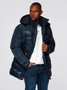 Ombre Clothing Мъжко прошивано яке от комбиниран материал с качулка - тъмно синьо V3 OM-JALJ-0266 Ombre Clothing