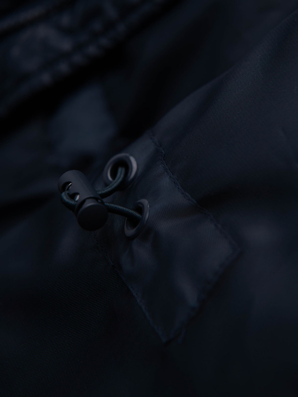 Ombre Clothing Мъжко прошивано яке от комбиниран материал с качулка - тъмно синьо V3 OM-JALJ-0266 Ombre Clothing