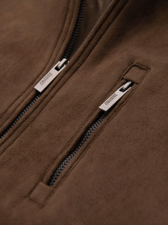 Ombre Clothing Мъжко замшево яке бомбер - кафяво V1 OM-JAFL-0232 Ombre Clothing