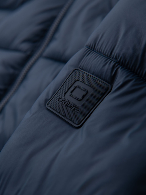 Ombre Clothing Мъжко прошивано яке с качулка - тъмно синьо V4 OM-JAHP-0235 Ombre Clothing