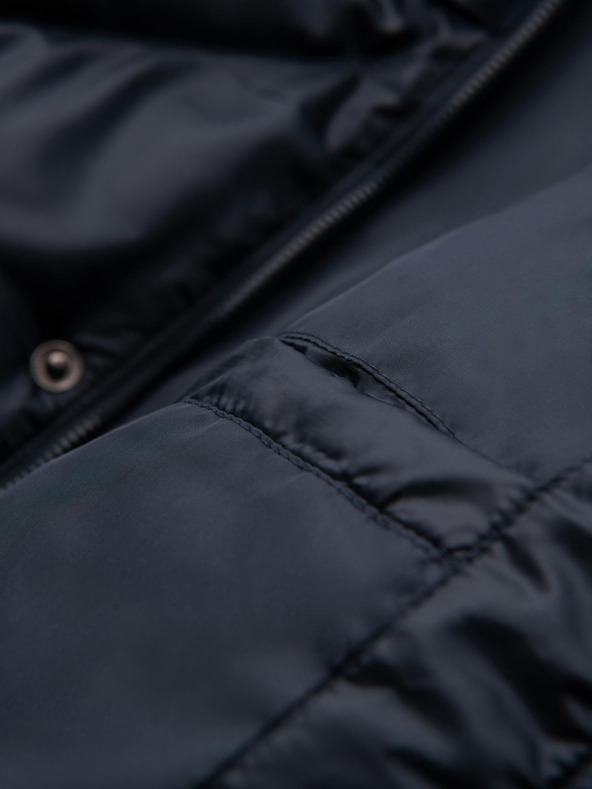 Ombre Clothing Мъжко яке с качулка и геометрично диамантно прошиване - тъмно синьо V2 OM-JAHP-0237 Ombre Clothing