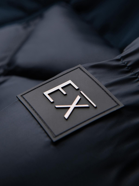 Ombre Clothing Мъжко яке с качулка и геометрично диамантно прошиване - тъмно синьо V2 OM-JAHP-0237 Ombre Clothing