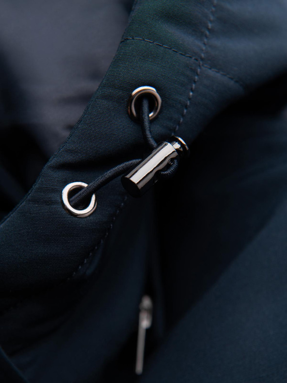 Ombre Clothing Мъжко яке с качулка и геометрично диамантно прошиване - тъмно синьо V2 OM-JAHP-0237 Ombre Clothing