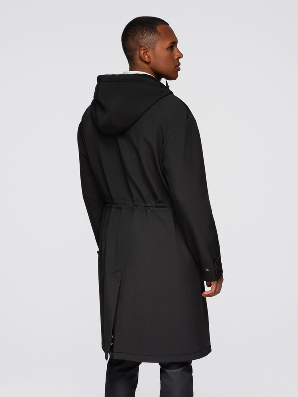 Ombre Clothing Мъжко палто паркa с флийс подплата и регулиране в талията - черно V2 OM-JAPJ-0314 Ombre Clothing