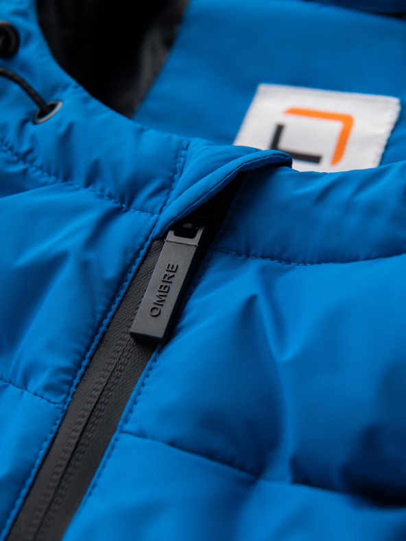 Ombre Clothing Мъжко затеплено прошивано яке с реглан ръкави - синьо V2 OM-JAHP-0302 Ombre Clothing