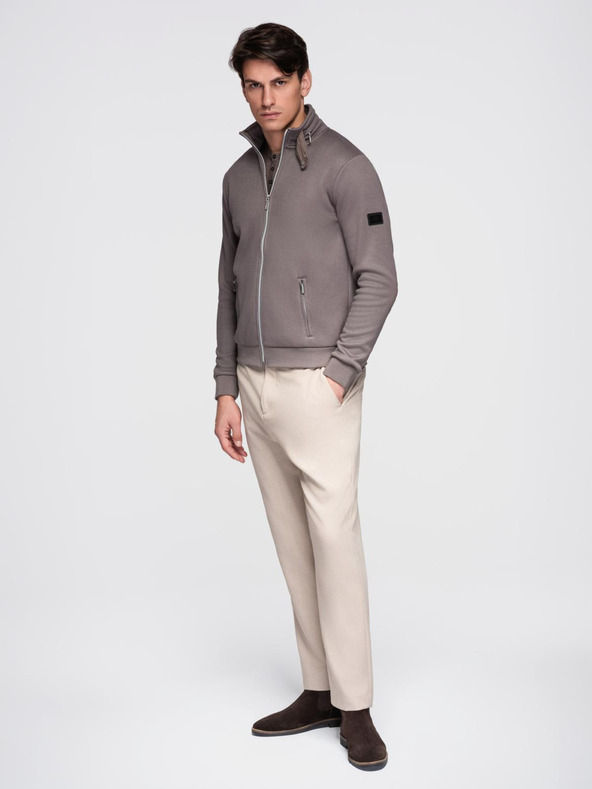 Ombre Clothing Мъжко яке с висок яка и флийс вътрешност - пепел V2 C645 Ombre Clothing