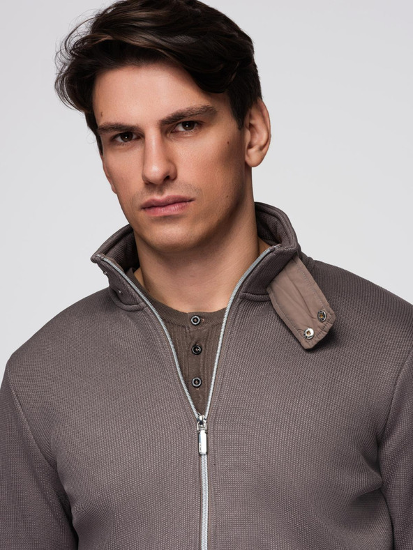 Ombre Clothing Мъжко яке с висок яка и флийс вътрешност - пепел V2 C645 Ombre Clothing