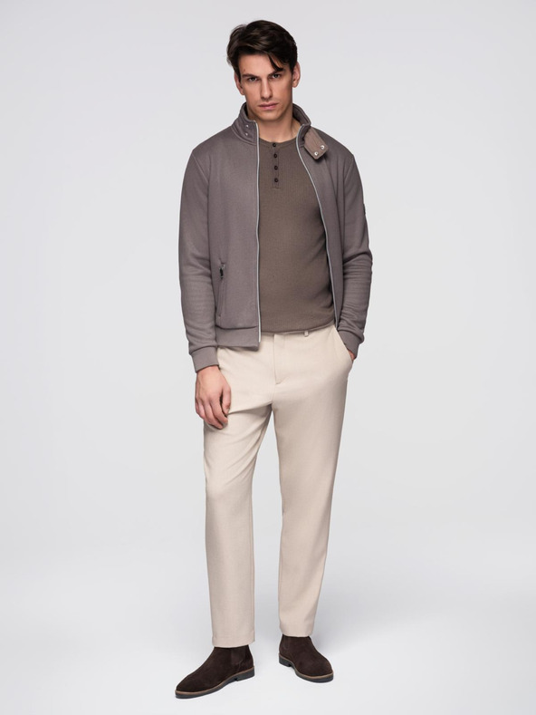 Ombre Clothing Мъжко яке с висок яка и флийс вътрешност - пепел V2 C645 Ombre Clothing