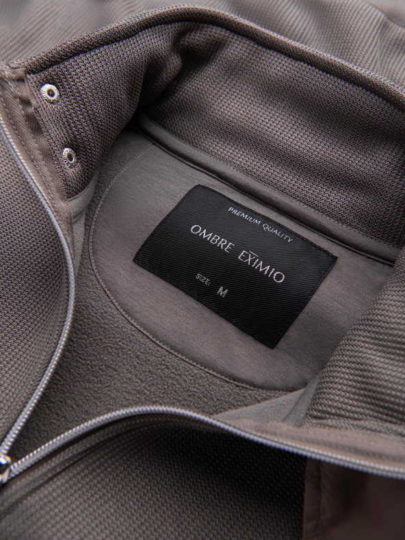 Ombre Clothing Мъжко яке с висок яка и флийс вътрешност - пепел V2 C645 Ombre Clothing