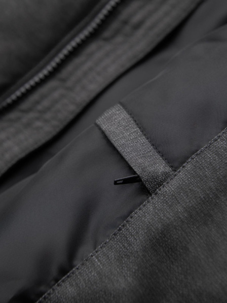 Ombre Clothing Мъжко дълго прошивано яке с качулка - сиво V2 OM-JALJ-0264 Ombre Clothing