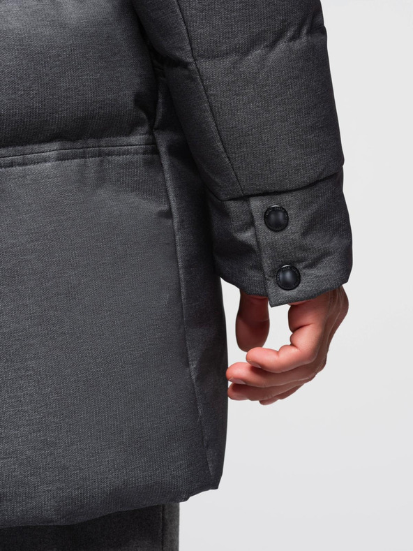 Ombre Clothing Мъжко дълго прошивано яке с качулка - сиво V2 OM-JALJ-0264 Ombre Clothing