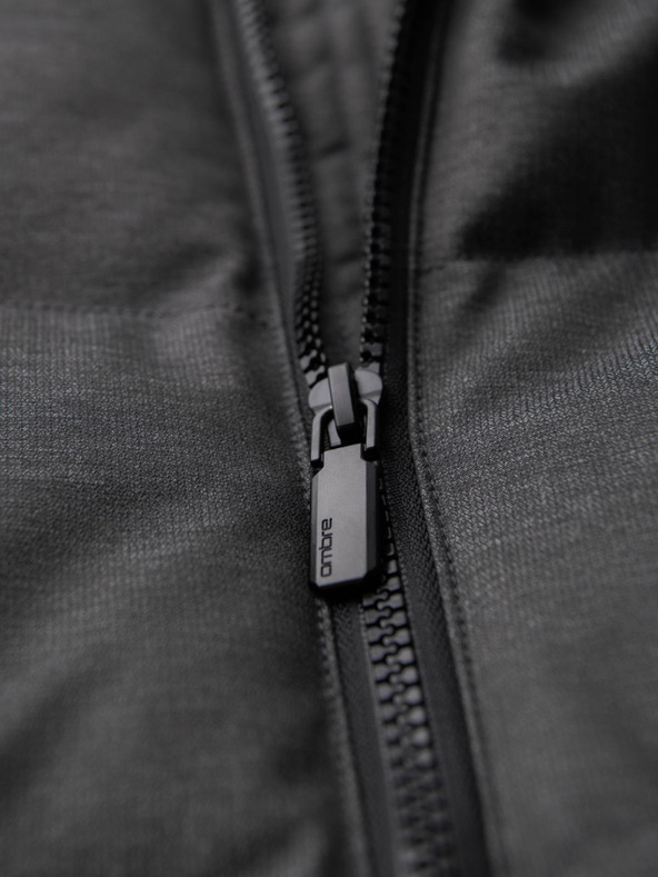 Ombre Clothing Мъжко дълго прошивано яке с качулка - сиво V2 OM-JALJ-0264 Ombre Clothing