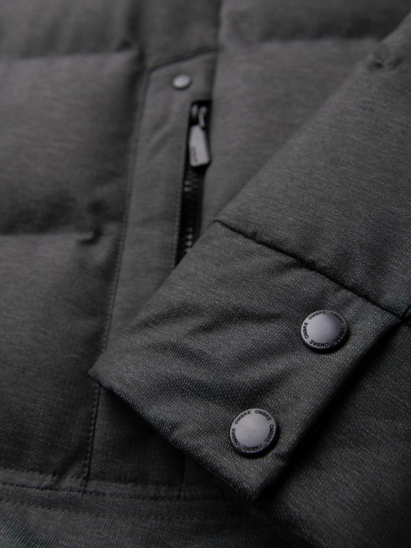 Ombre Clothing Мъжко дълго прошивано яке с качулка - сиво V2 OM-JALJ-0264 Ombre Clothing