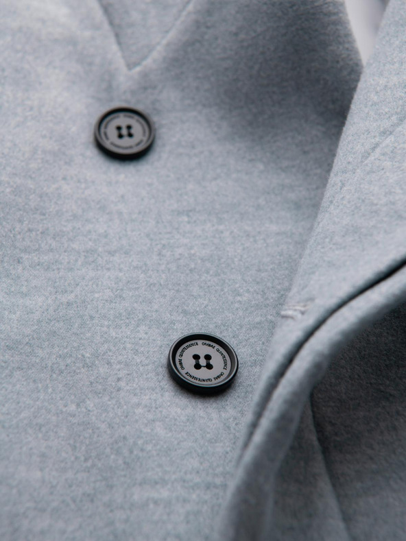 Ombre Clothing Мъжко палто с висок яка и асиметрично закопчаване - сиво меланж V1 OM-COWC-0141 Ombre Clothing