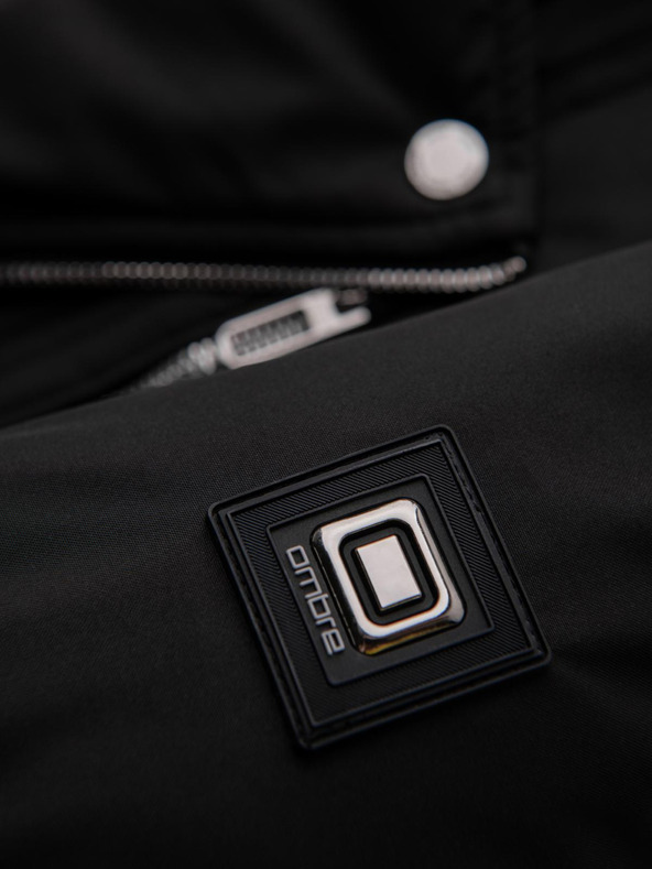 Ombre Clothing Мъжко прошивано яке с качулка - черно V1 OM-JAHP-0252 Ombre Clothing