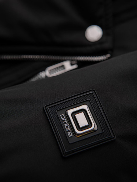 Ombre Clothing Мъжко прошивано яке с качулка - черно V1 OM-JAHP-0252 Ombre Clothing