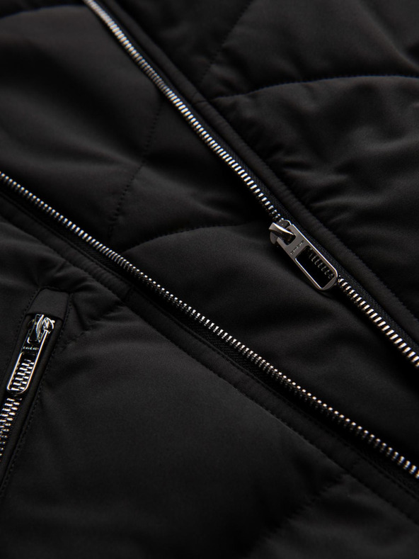 Ombre Clothing Мъжко прошивано яке с качулка - черно V1 OM-JAHP-0252 Ombre Clothing