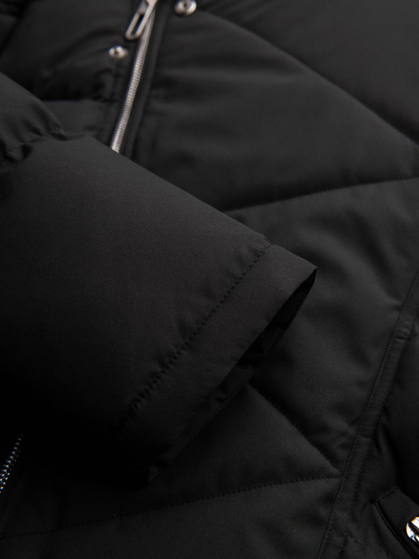 Ombre Clothing Мъжко прошивано яке с качулка - черно V1 OM-JAHP-0252 Ombre Clothing