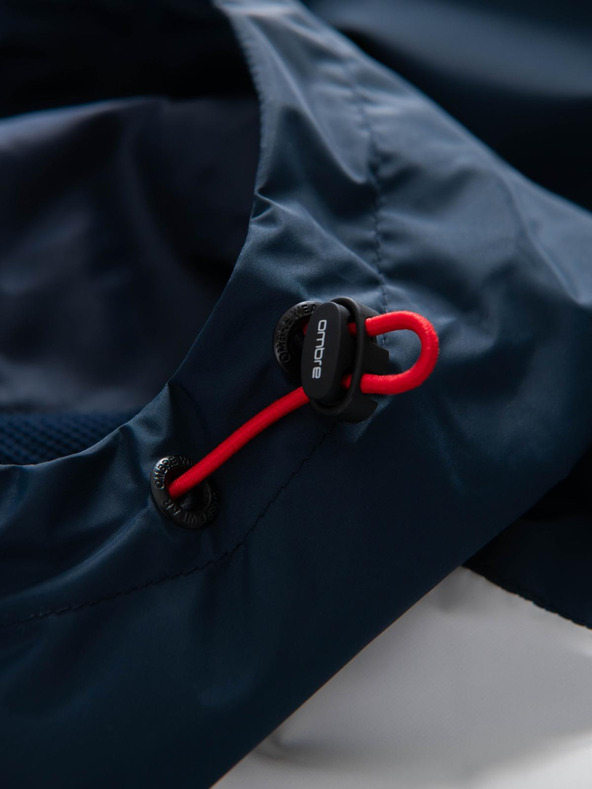 Ombre Clothing Мъжко контрастно ветровко с качулка - тъмно синьо и бяло V1 OM-JANP-0228 Ombre Clothing