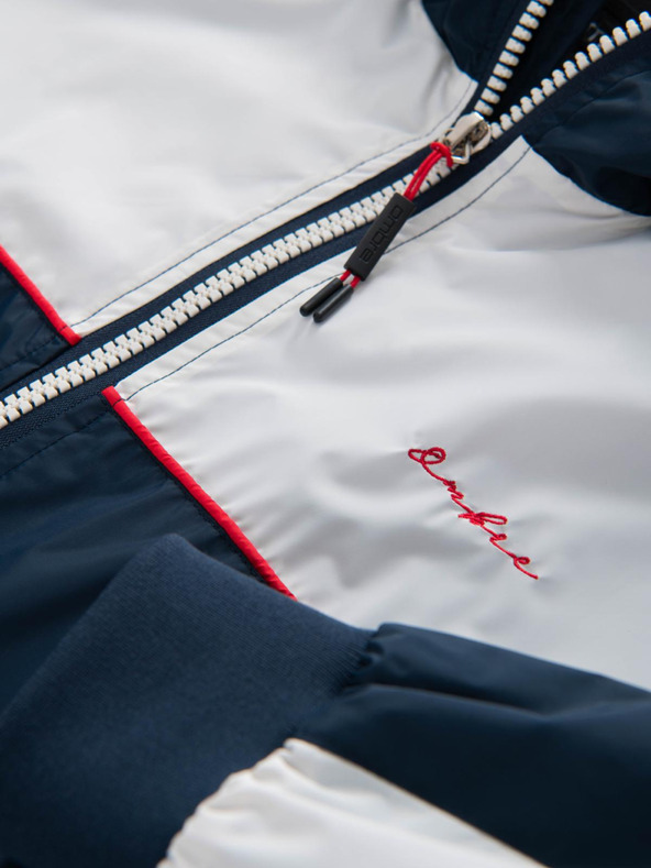 Ombre Clothing Мъжко контрастно ветровко с качулка - тъмно синьо и бяло V1 OM-JANP-0228 Ombre Clothing