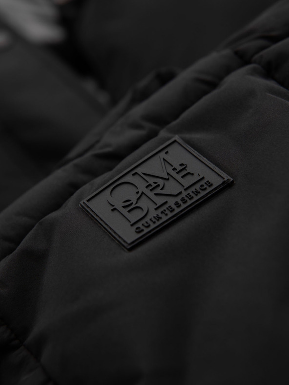 Ombre Clothing Мъжко дълго прошивано зимно яке с качулка - черно V1 OM-JALJ-0309 Ombre Clothing