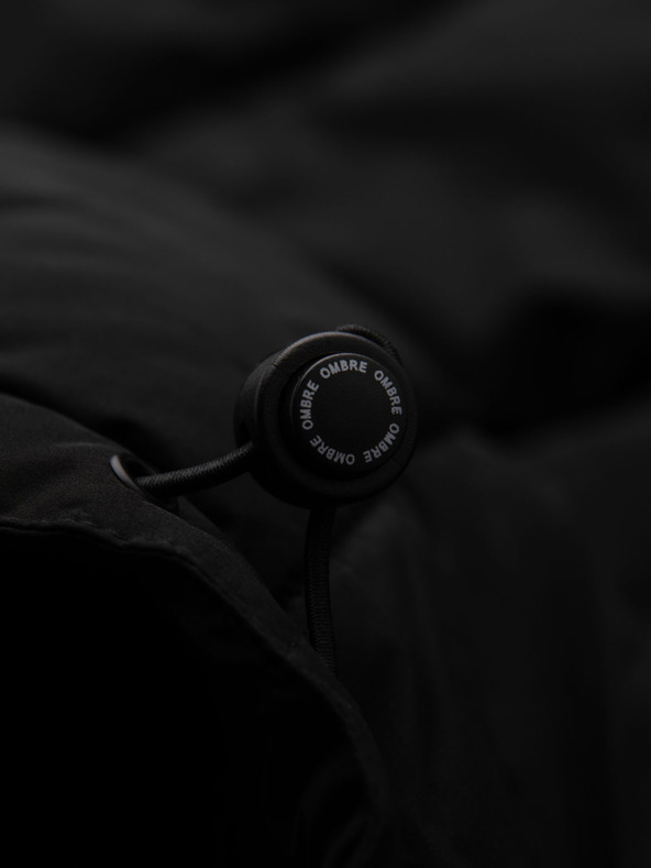 Ombre Clothing Мъжко дълго прошивано зимно яке с качулка - черно V1 OM-JALJ-0309 Ombre Clothing