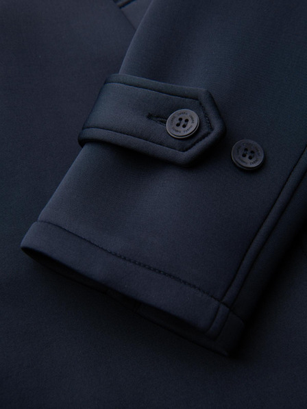 Ombre Clothing Мъжко минималистично палто средна дължина с качулка - тъмно синьо V5 OM-COLC-0144 Ombre Clothing