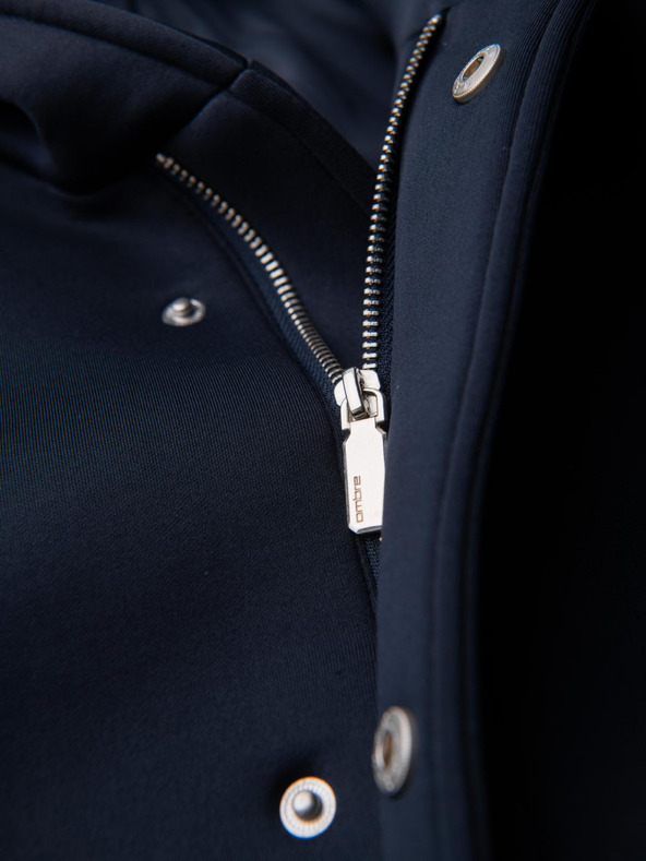 Ombre Clothing Мъжко минималистично палто средна дължина с качулка - тъмно синьо V5 OM-COLC-0144 Ombre Clothing